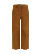 Magda Butrym Straight-leg corduroy-effect leather Pants - Brown