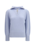 Forte_forte Wool and cashmere half zip Sweater - Celestial