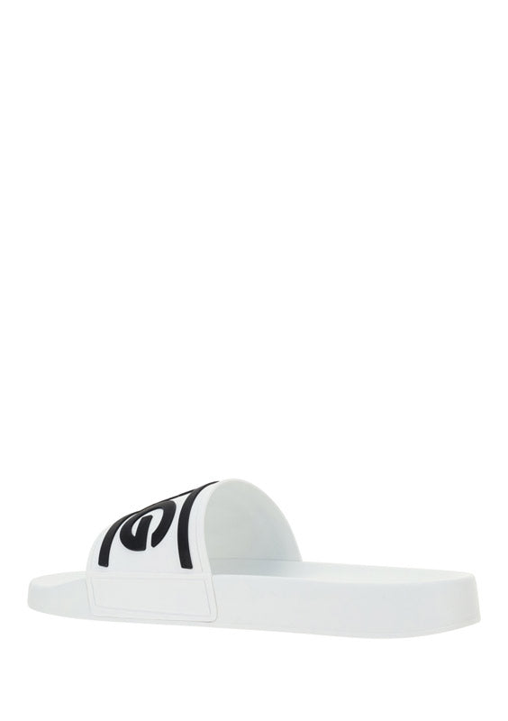 Dolce & Gabbana Logo Slide Sandals - White/Black