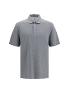 Brunello Cucinelli Cotton jersey Polo with shirt collar - Grey Medium