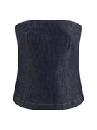 Brunello Cucinelli denim effect twill Bandeau Top - Denim Blue