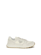Prada Bicolor canvas and suede Prax Sneakers - Cream
