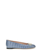Valentino Garavani VLogo Signature croc-effect Ballerinas - Blue Nebula