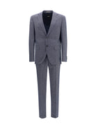 Hugo Boss Black Striped viscose and cotton blend Suit - Dark Blue