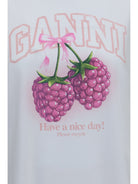 Ganni Cotton raspberry T-shirt - Bright White