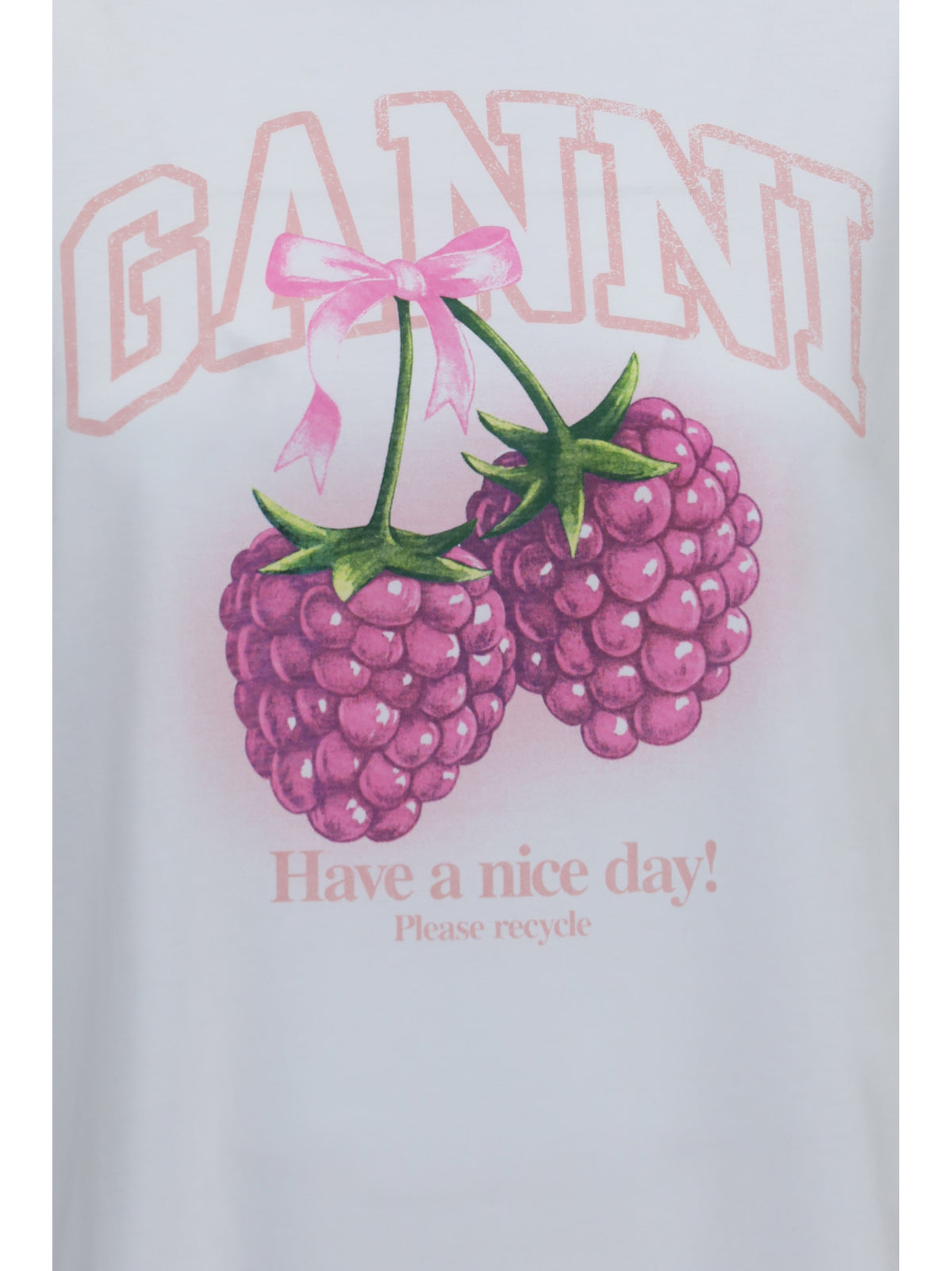 Ganni Cotton raspberry T-shirt - Bright White