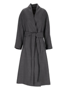 Max Mara Worsted Wool Kimono Coat - Grey