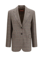 Max Mara Studio Checked pattern wool Blazer - Black/Natural