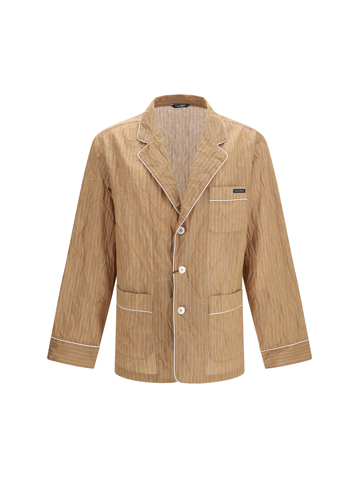 Dolce & Gabbana Vanity Shirt-style robe in froissé striped fabric - Rigato