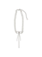 Self-Portrait Crystal double bow Choker - Silver