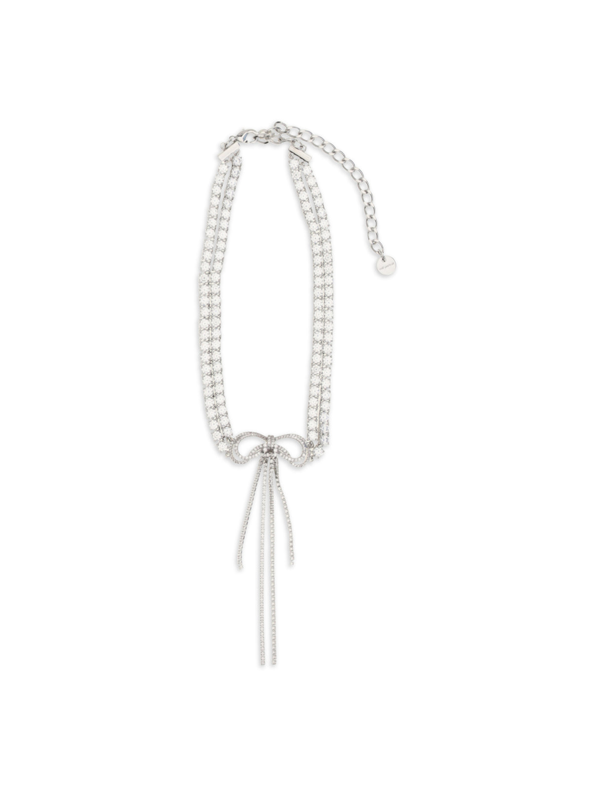 Self-Portrait Crystal double bow Choker - Silver