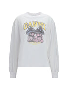 Ganni Teddy Mushroom long-sleeve cotton T-shirt - Bright White