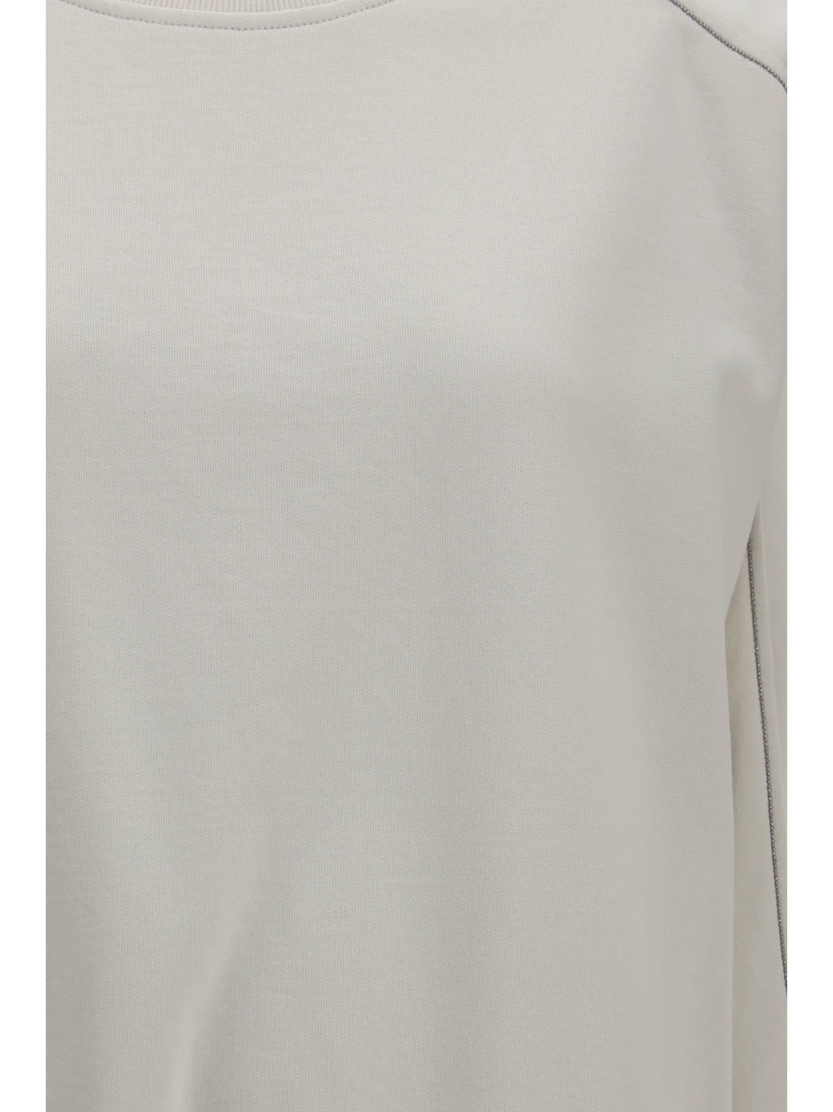 Brunello Cucinelli Crewneck Sweatshirt with organza sleeves - Warm White