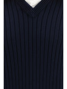 Balenciaga Cotton Sweater with shirt details - Navy/White