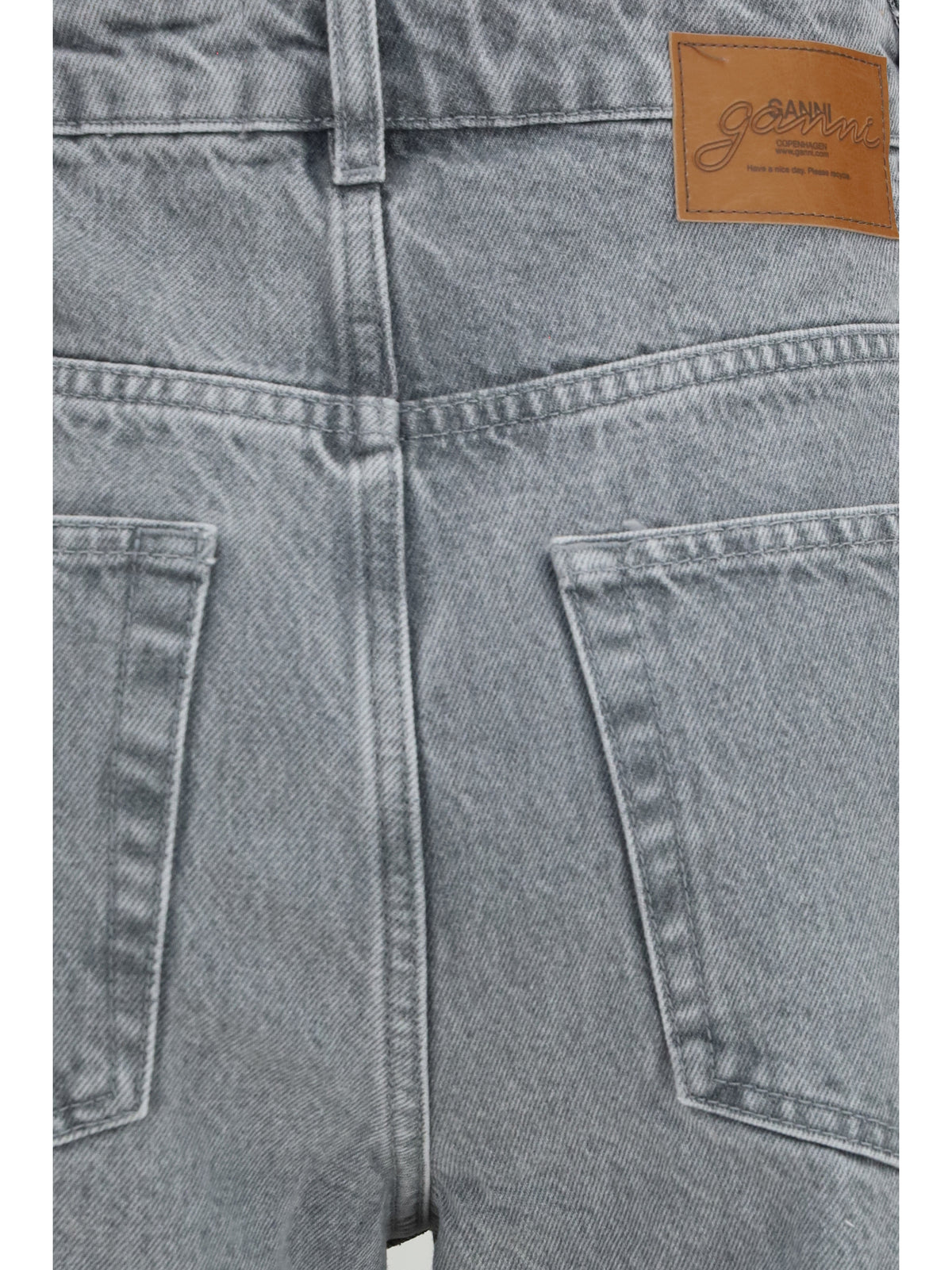 Ganni Rigid denim cuffed Jeans - Light Grey Stone