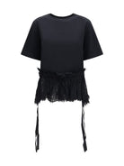 Alexander McQueen Lace ruffle T-shirt - Black