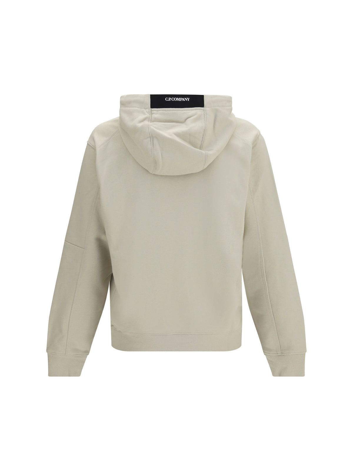 C.P. Company Diagonal-weave cotton fleece Hooded Sweatshirt - Silver Birch