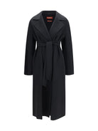 Max Mara Studio Long robe Coat in wool, cashmere and silk - Black