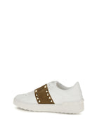 Valentino Garavani Rockstud Untitled Sneakers with suede band - White/Havana Beige/White