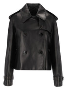 Burberry Mayfair Cropped Leather Trench Jacket - Black