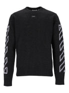 Off-White Crew Neck Sweater With Diagonal Arrow - Grey