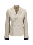 Max Mara Placido double-breasted Blazer in wool, mohair, and silk - Beige