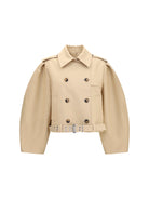 Ganni Double-breasted belted Jacket - Warm Sand