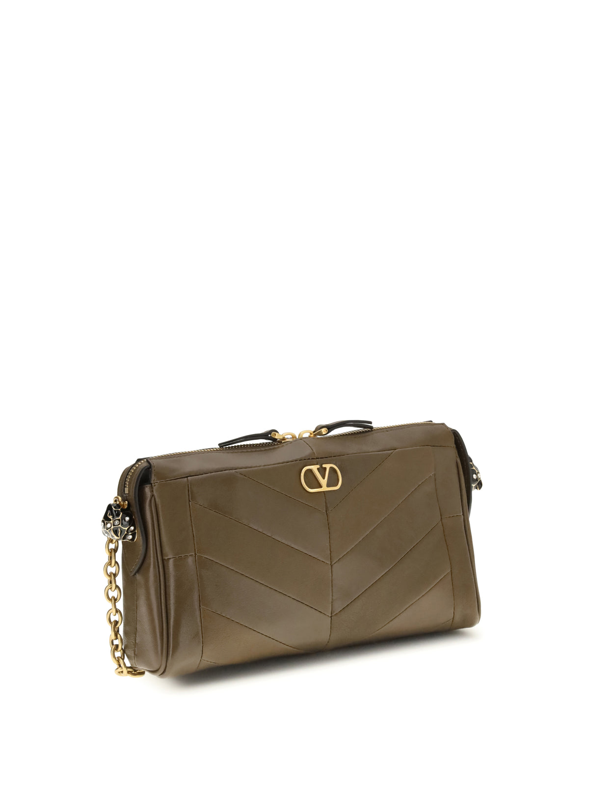 Valentino Small Panthea Chevron nappa Shoulder Bag - Tundra