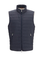 Brunello Cucinelli Sleeveless padded Gilet - Navy+Geyser