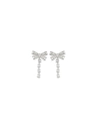 Self-Portrait Crystal bow drop Earrings - Silver