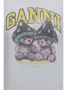 Ganni Teddy Mushroom long-sleeve cotton T-shirt - Bright White