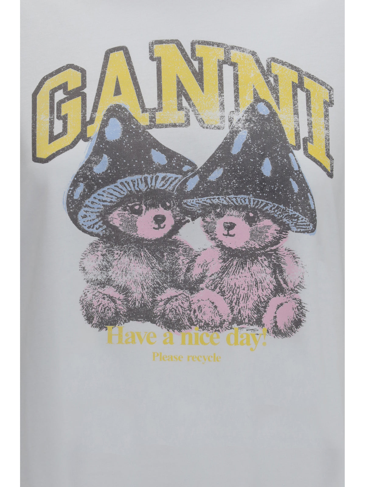 Ganni Teddy Mushroom long-sleeve cotton T-shirt - Bright White