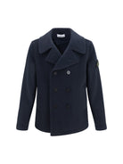 Stone Island Double-breasted wool and cashmere Jacket - Navy Blue
