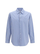 Saint Laurent Cassandre striped cotton Shirt - Bleu Craie Noir