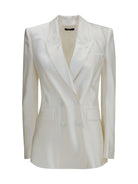 Tom Ford Polka-dot satin double-breasted Blazer - Off White