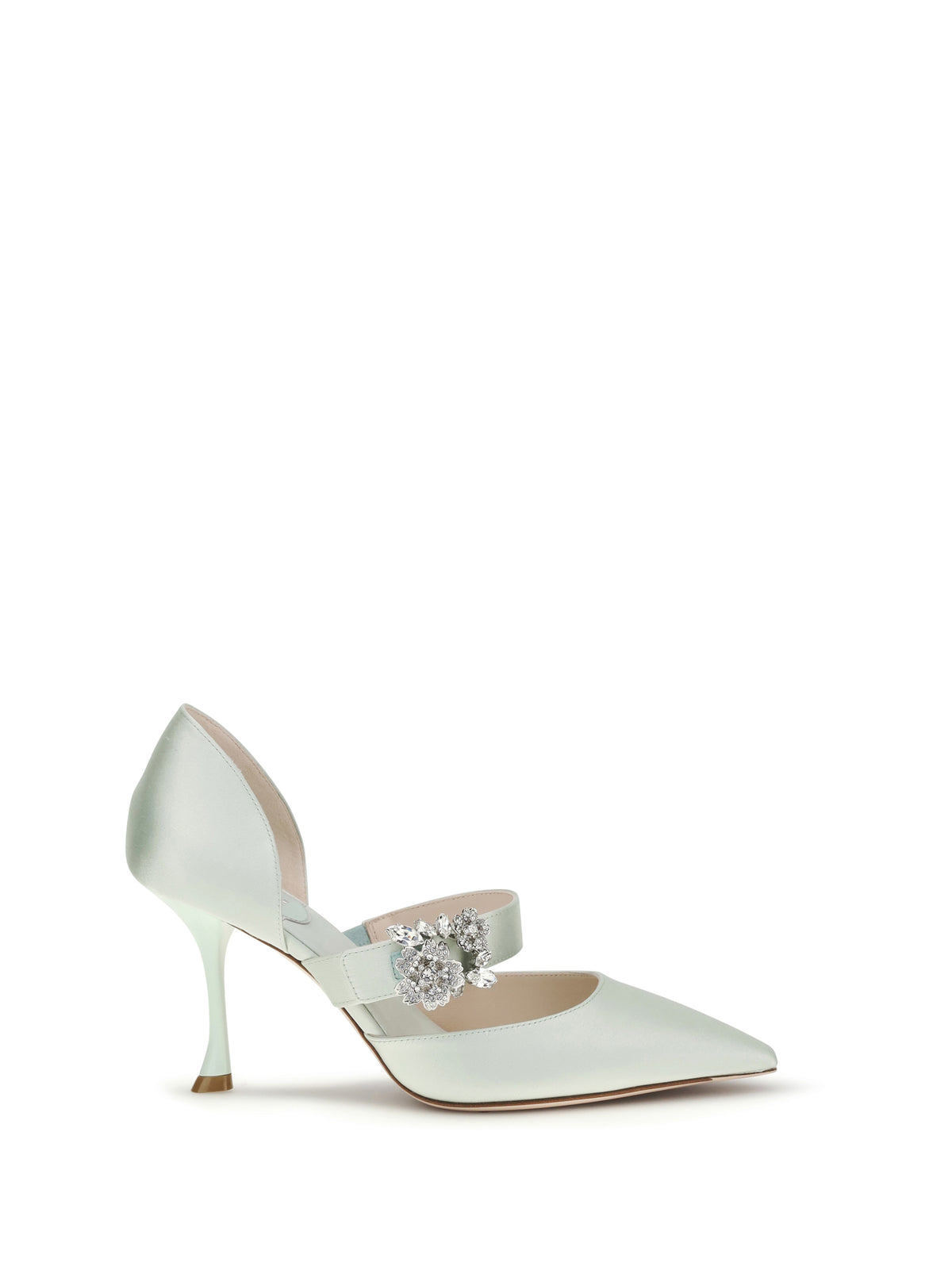 Roger Vivier Efflorescence Dorsay satin Pumps - Acquamarina