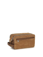 Brunello Cucinelli Suede Beauty Case - Nocciola+Tabacco