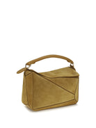 Loewe Small Featherlight Puzzle suede Handbag - Ochre