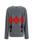 Pinko Bristol wool and cashmere diamond Cardigan - Grey/Brown