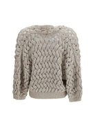 Brunello Cucinelli Openwork sequin Cardigan - Stone Brown