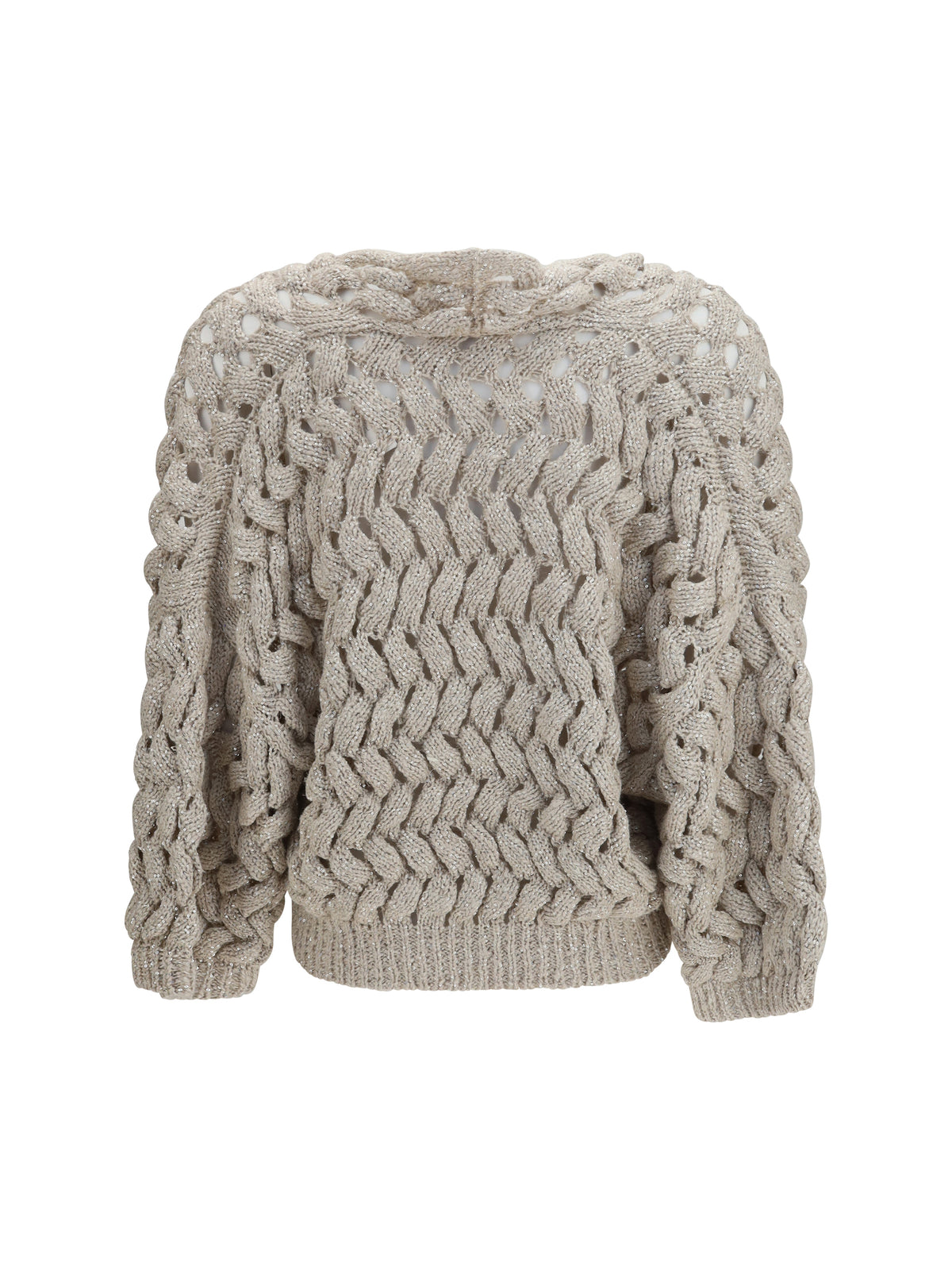 Brunello Cucinelli Openwork sequin Cardigan - Stone Brown