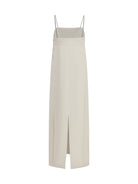 Brunello Cucinelli Long silk Dress with monili chain - Pure White