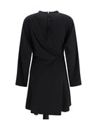 Ganni Draped-knot crepe mini Dress - Black