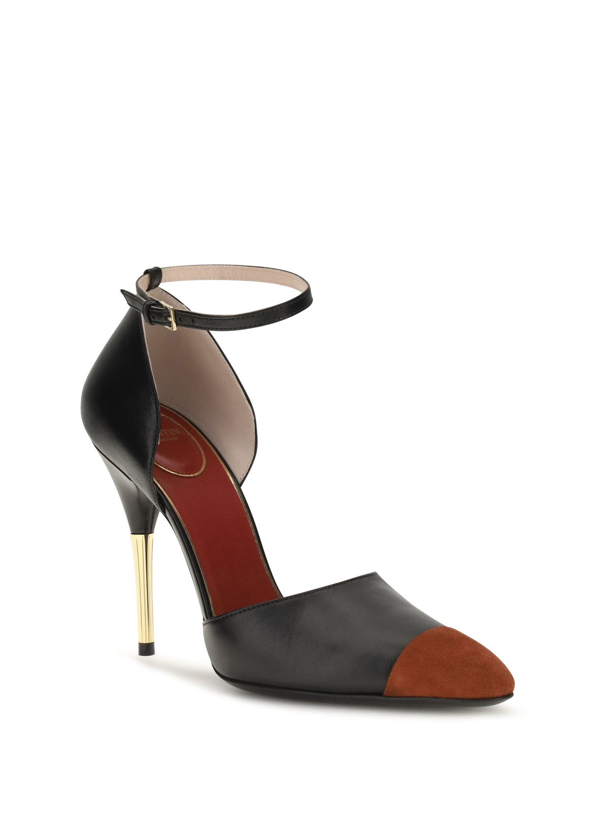 Valentino Sinead D’Orsay kid leather and suede Pumps - Deep Rust/Black