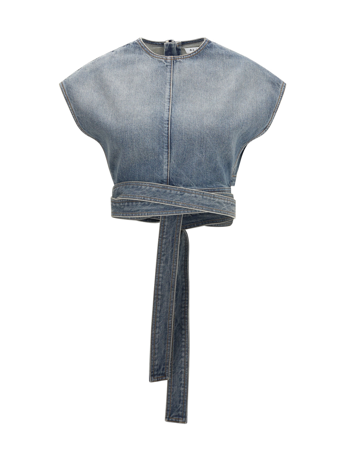 Alaïa Denim belt Top - Faded Blue