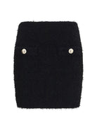 Balmain Tweed Mini Skirt with logo buttons - Noir