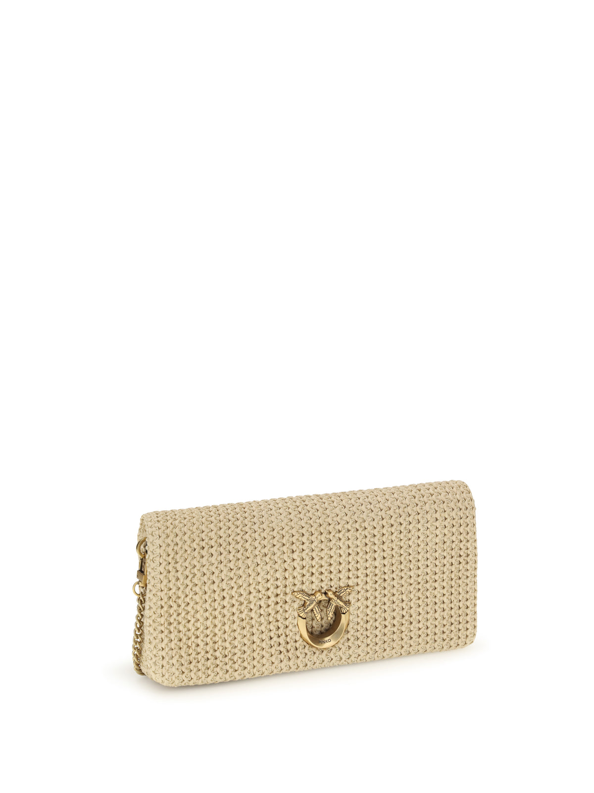 Pinko Love Bag Click Soft Horizontal Classic in raffia - Riafia/Black Antique