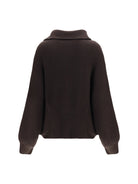 Brunello Cucinelli High neck cashmere Cardigan - Coffee