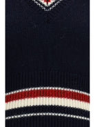 Thom Browne Hector striped V-neck Vest - Navy