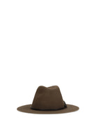 Brunello Cucinelli Felt Fedora Hat with leather band and monile - Moka